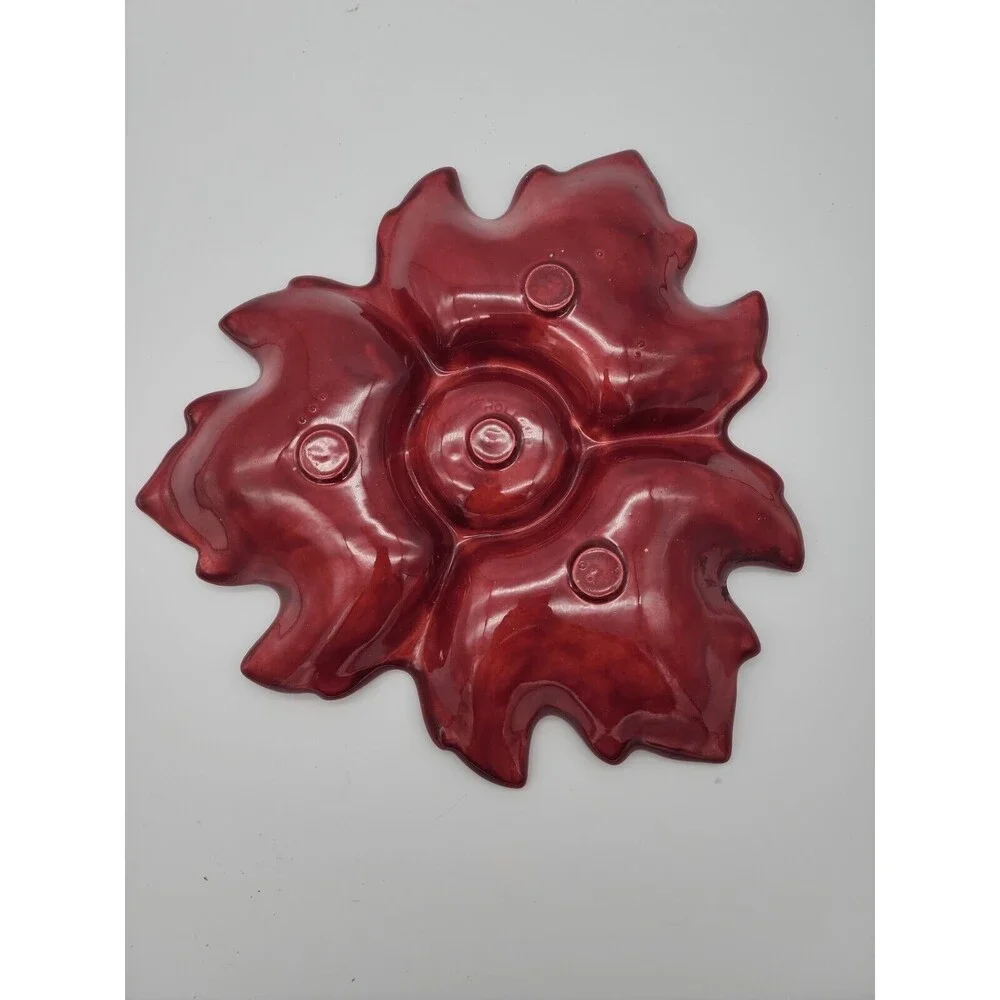 Holland Mold Leaf Relish Dish Fall Color Ceramic Serving Dish Autumn Leaves